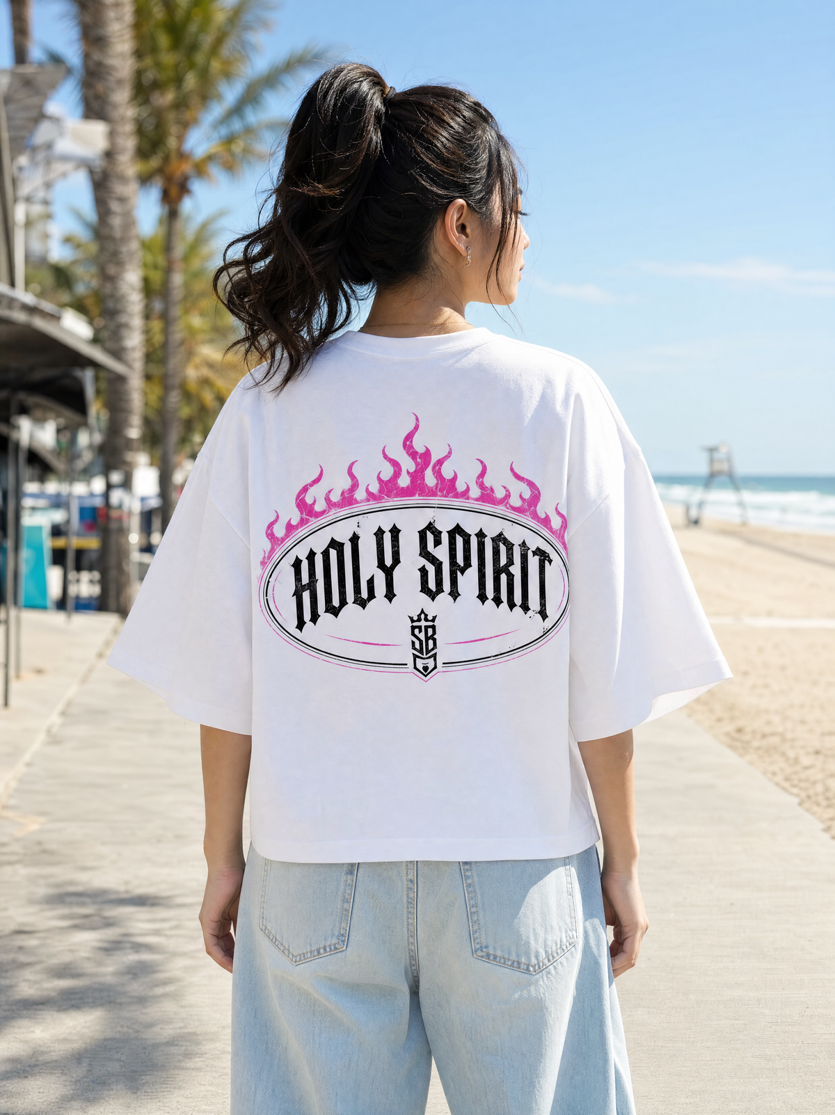 Holy Spirit PINK (Heavy Weight Cropped T‑Shirt)
