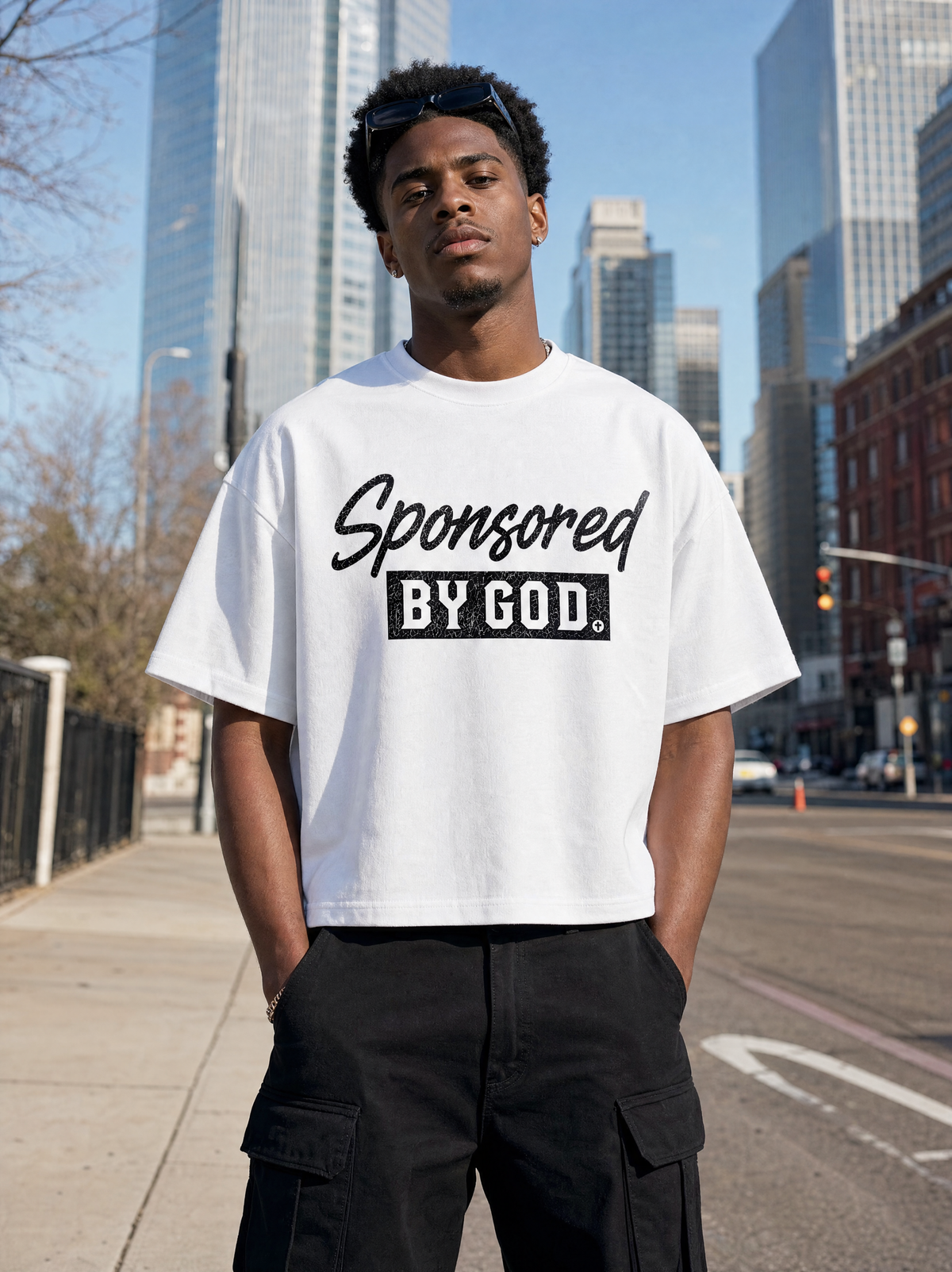 Sponsored By God (Heavy Weight Cropped Tee)