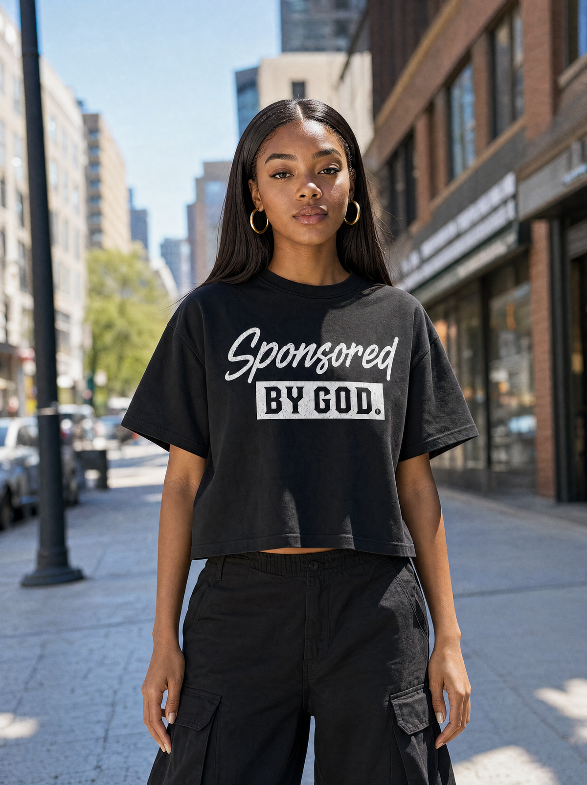 Sponsored By God (Heavy Weight Cropped Tee)